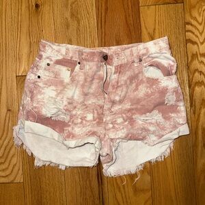 Tie dyed pink and white Jean shorts